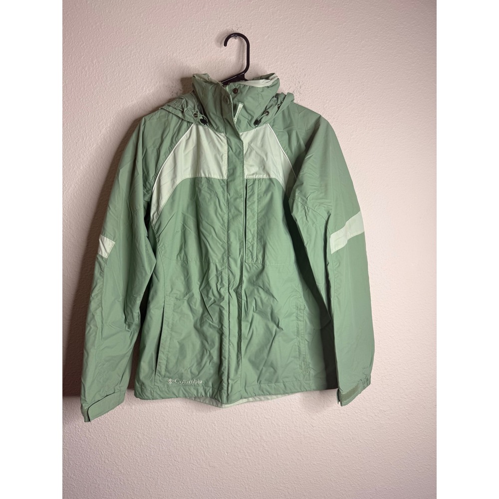 Columbia Omni Tech Waterproof Rain Jacket Sage Green Hooded Gorpcore Large